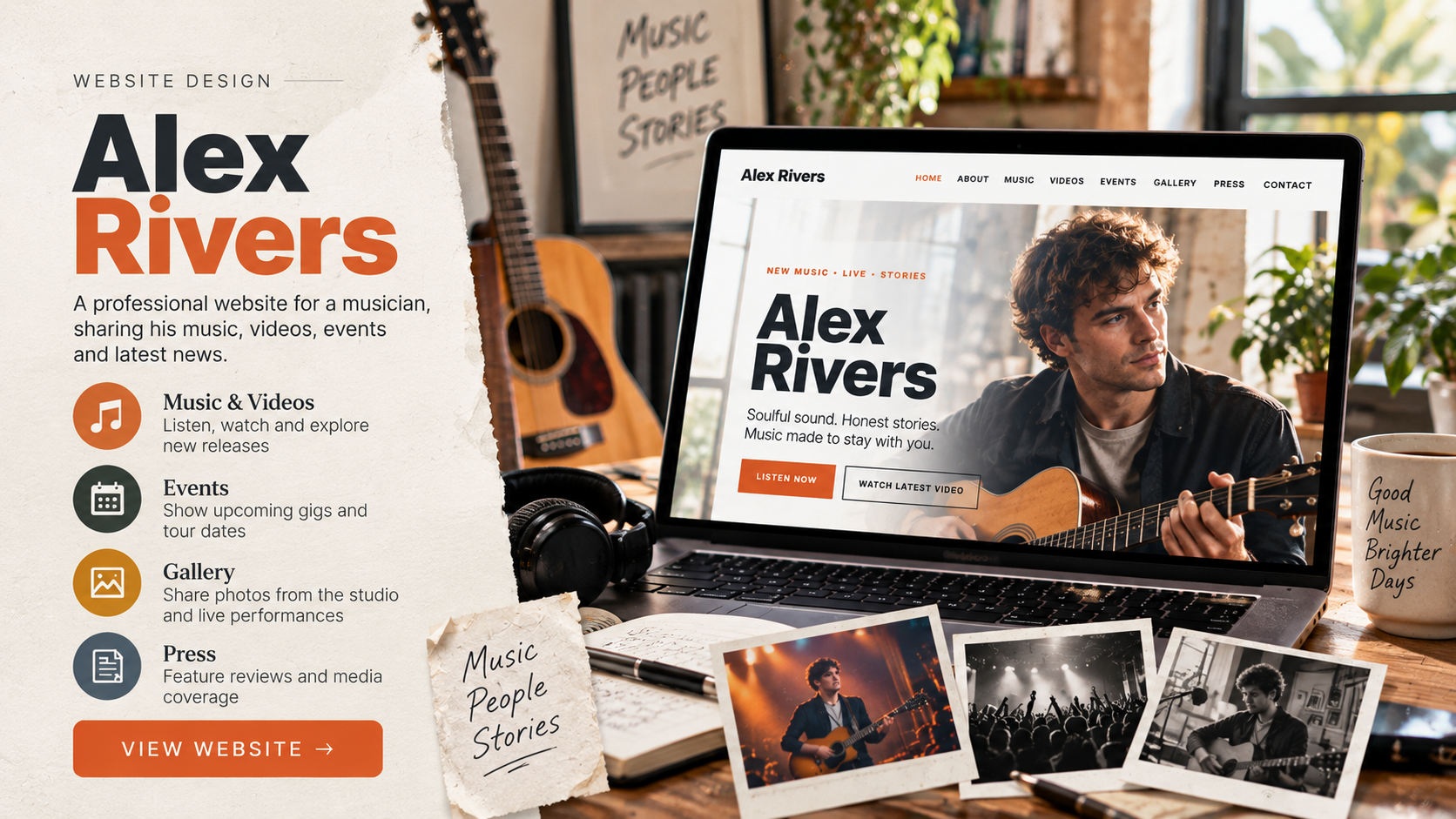 Alex Rivers Musician Website Design