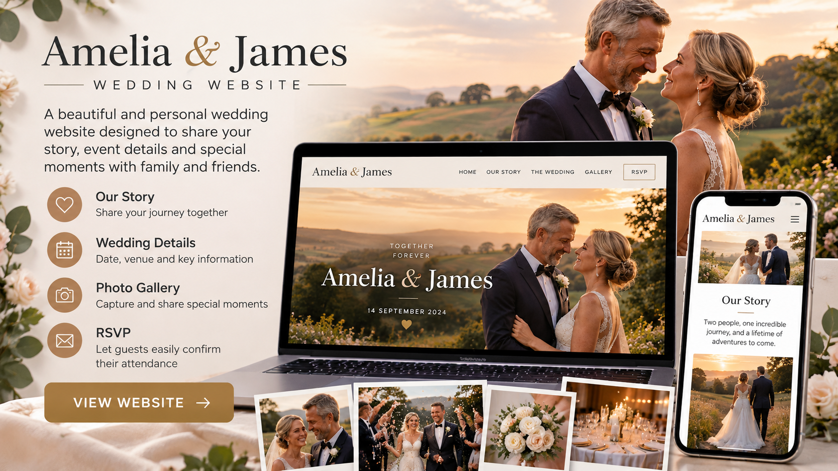 Amelia and James Wedding Website Design